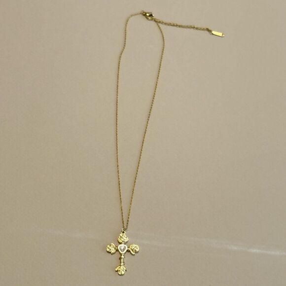 Gold Cross Pendant Necklace #1605 - Picture 2 of 4
